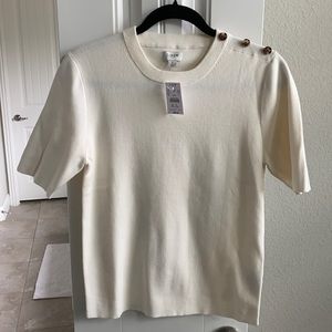 J. Crew Factory • cream short sleeve sweater, L